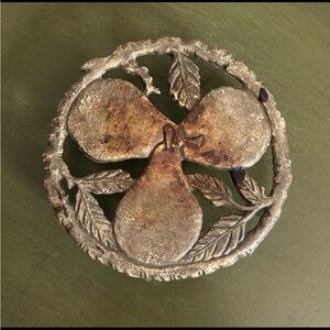 Southern Living Cast Iron Pear Trivet in Aged Brown and Rust
